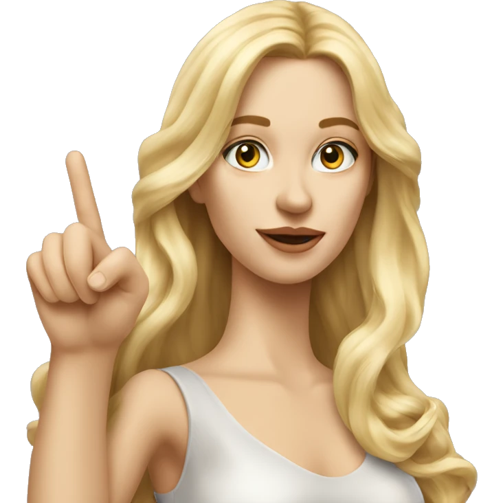 Blonde elegant women with LONG HAIR, ,POINTING YOU FORWARD with her HAND with INDEX FINGER, Hyper Realistic emoji