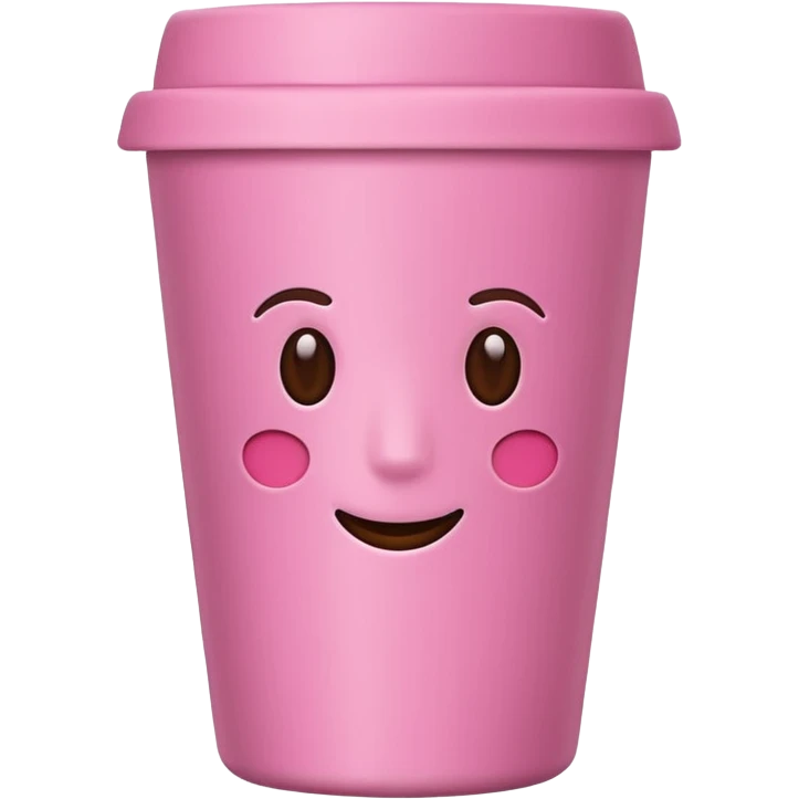 pink reusable coffee cup with no face emoji