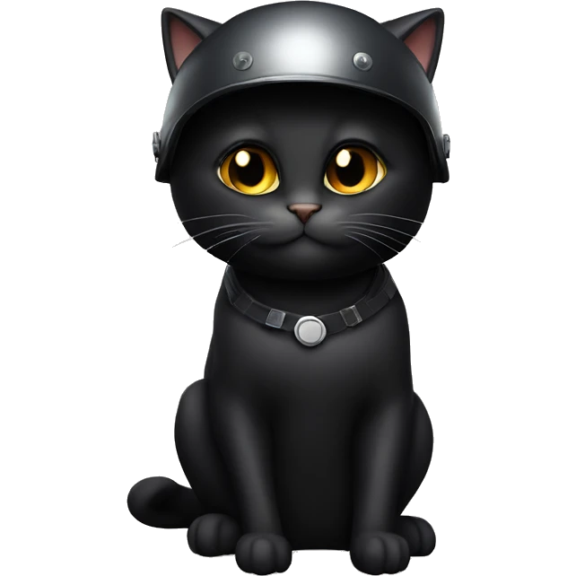 Black cat with helmet emoji