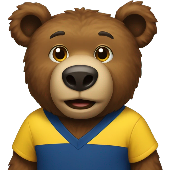 A brown bear wearing a yellow and blue University of Michigan shirt  emoji