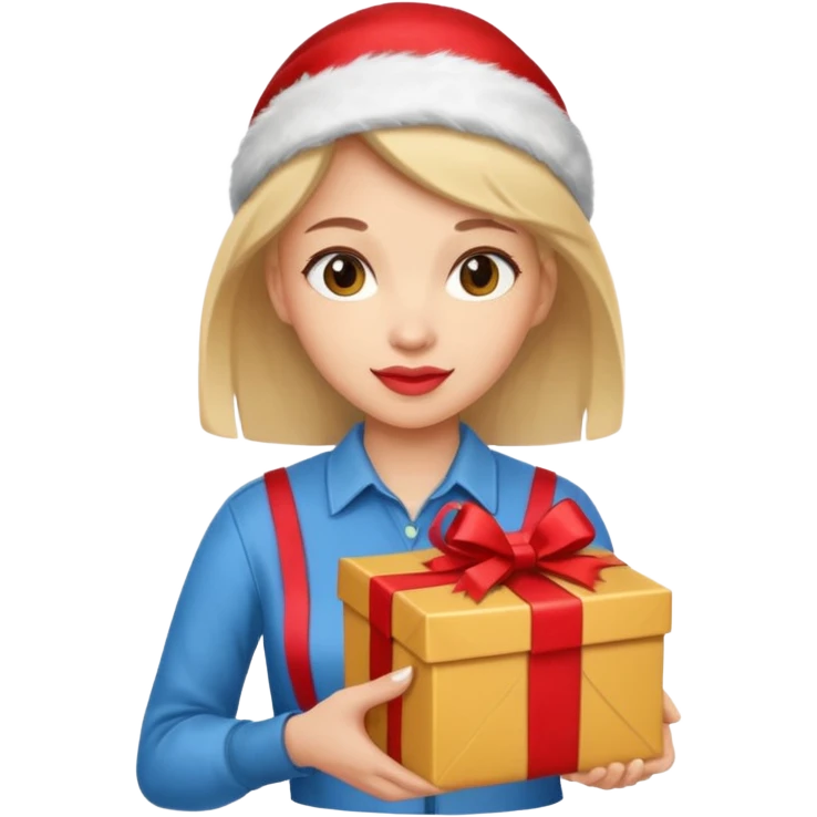 woman courier holding gift box emoji