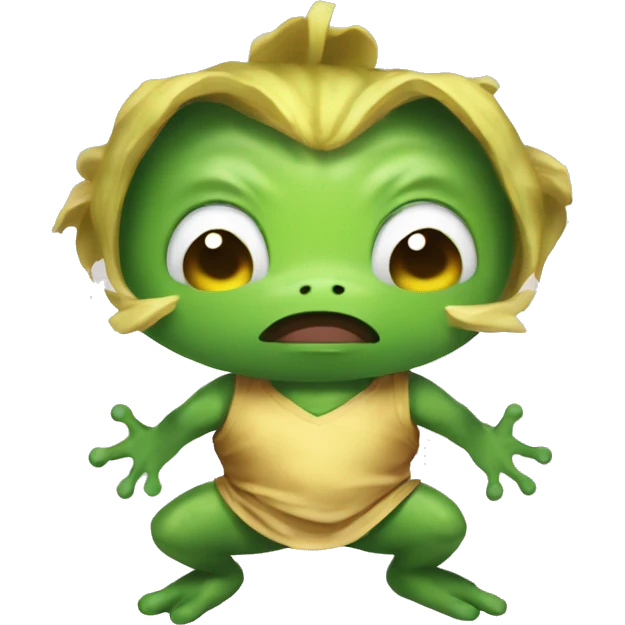 cute peepo frog going super saiyan god emoji