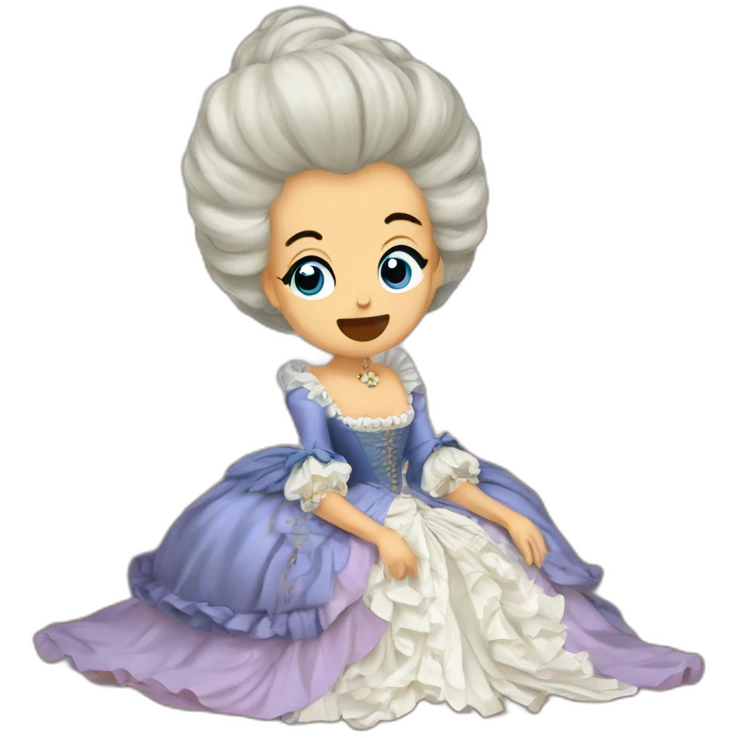 Marie Antoinette sitting on the floor scared emoji