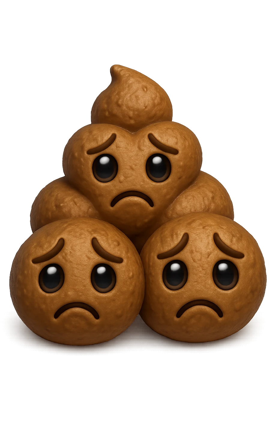 emoji stile iphone di una montagnetta di feci umane realistiche a palline tristi, iperrealistico 4k emoji