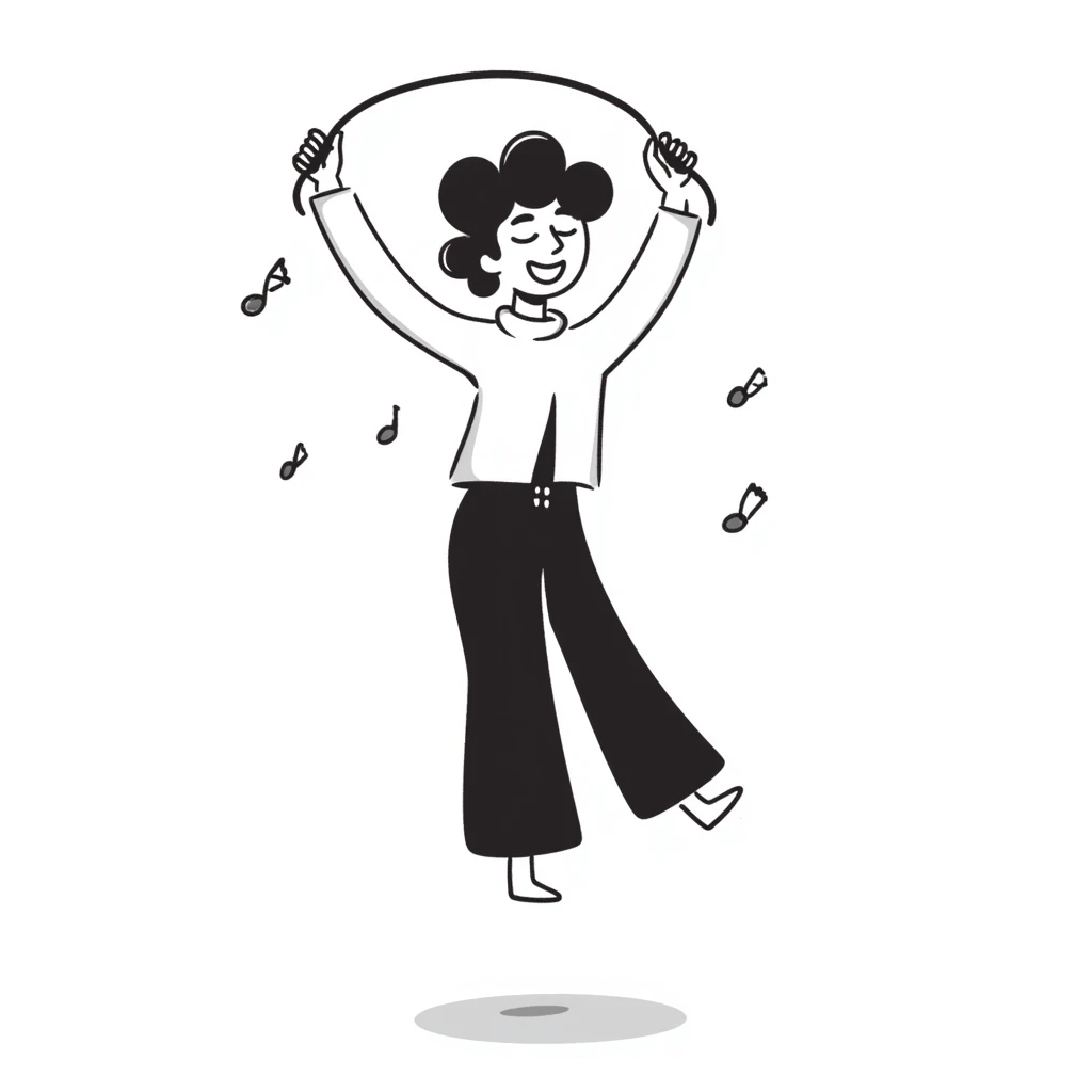 playful hand drawn sketch of a person jumping rope emoji