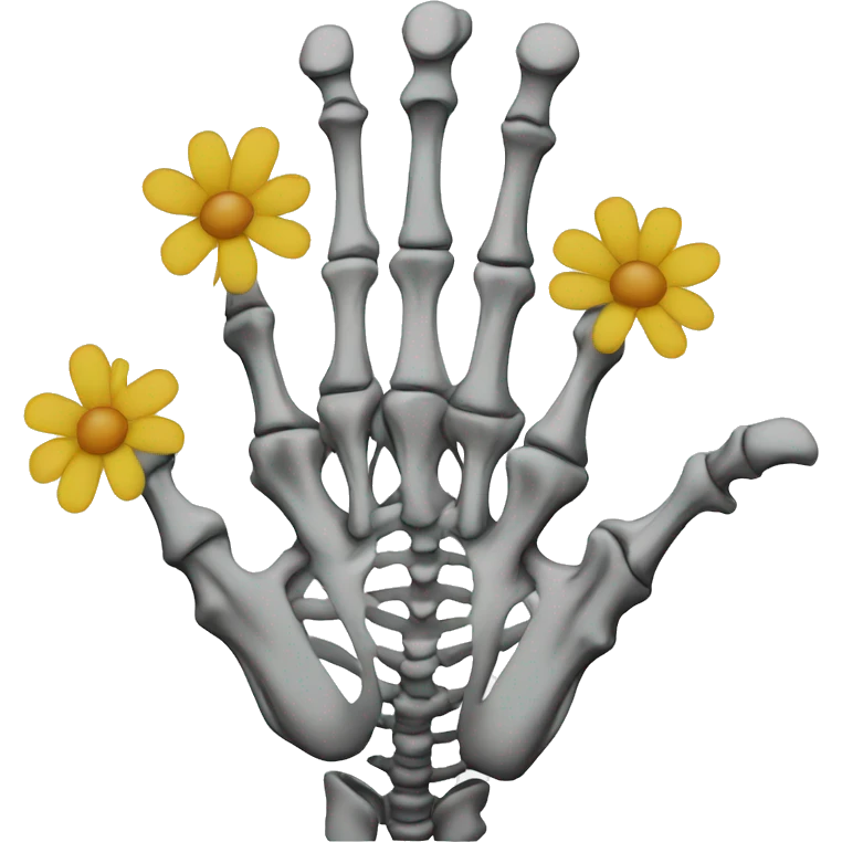 Skeleton hand holding flower outline emoji