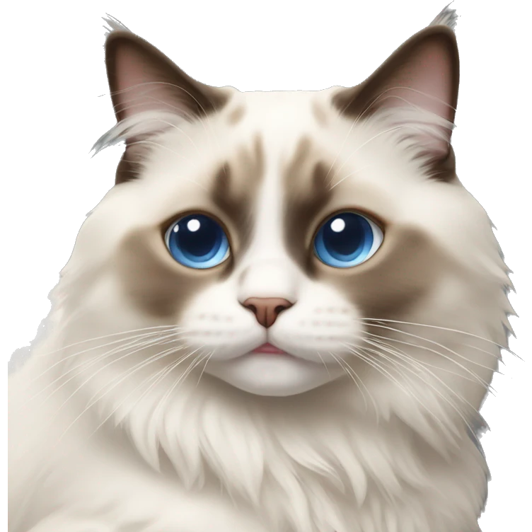 cute ragdoll cat with a small smile laying down emoji