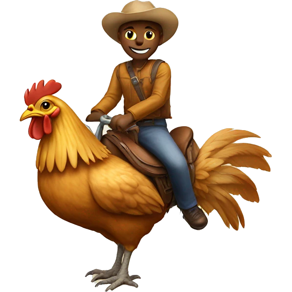 A cat riding a chicken emoji