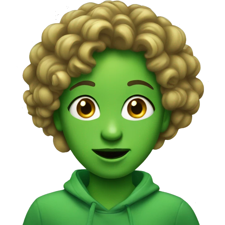 funny green face's girl emoji
