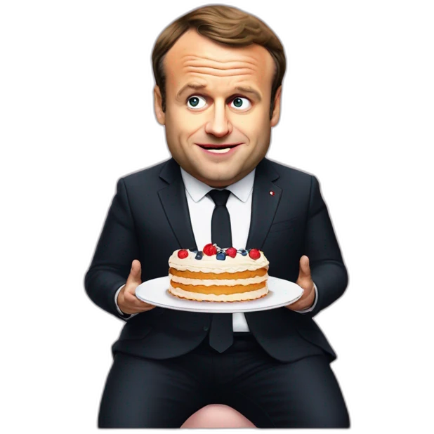 fat emmanuel macron eating cake emoji