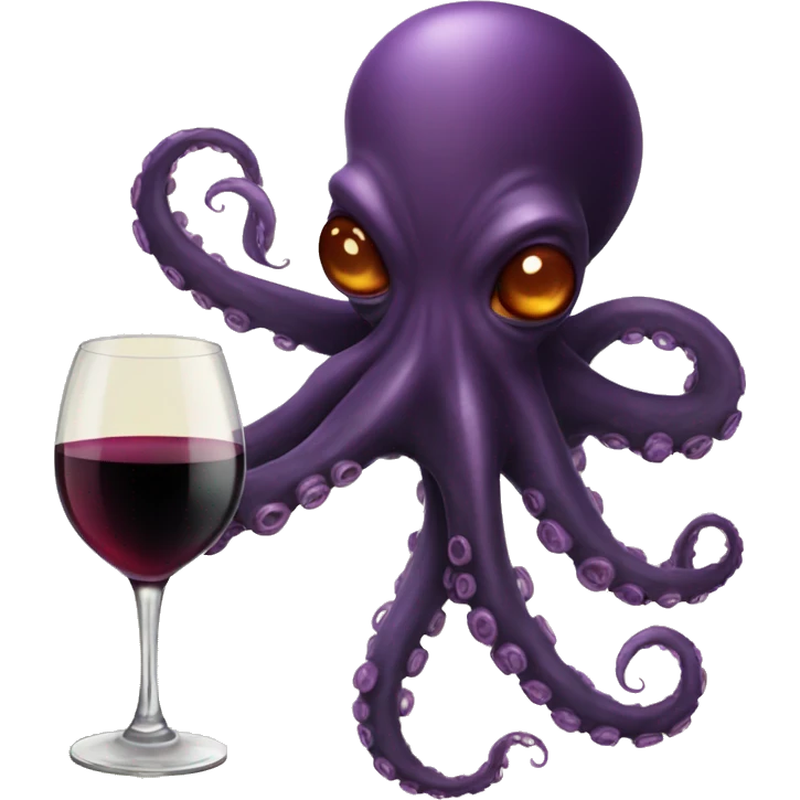 Black Alien Octopus with wine emoji