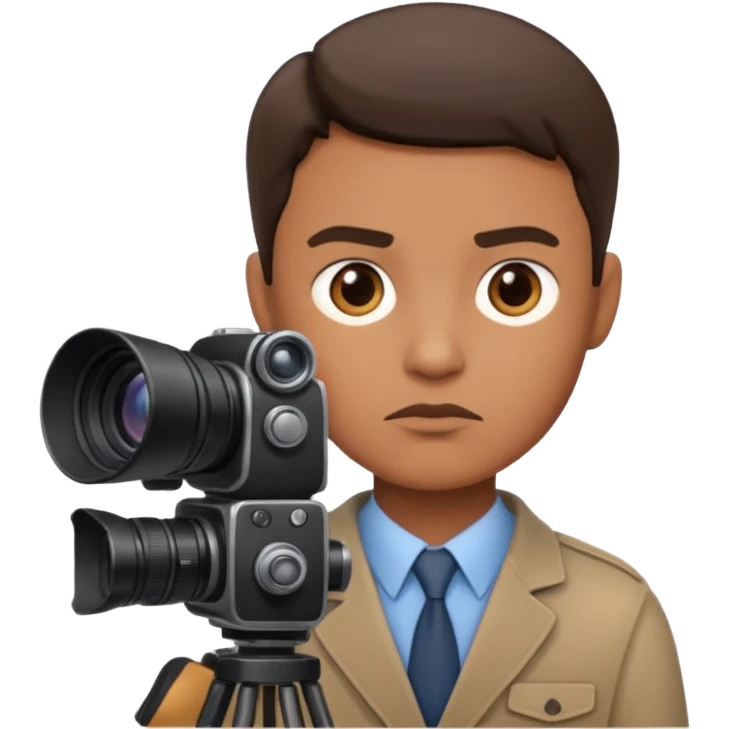 a journalist with a camera emoji