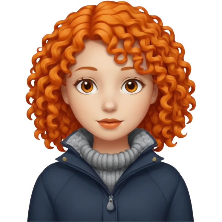 Woman with Orange Curly Hair – Shoulder-length orange curls wearing winter clothes




 emoji