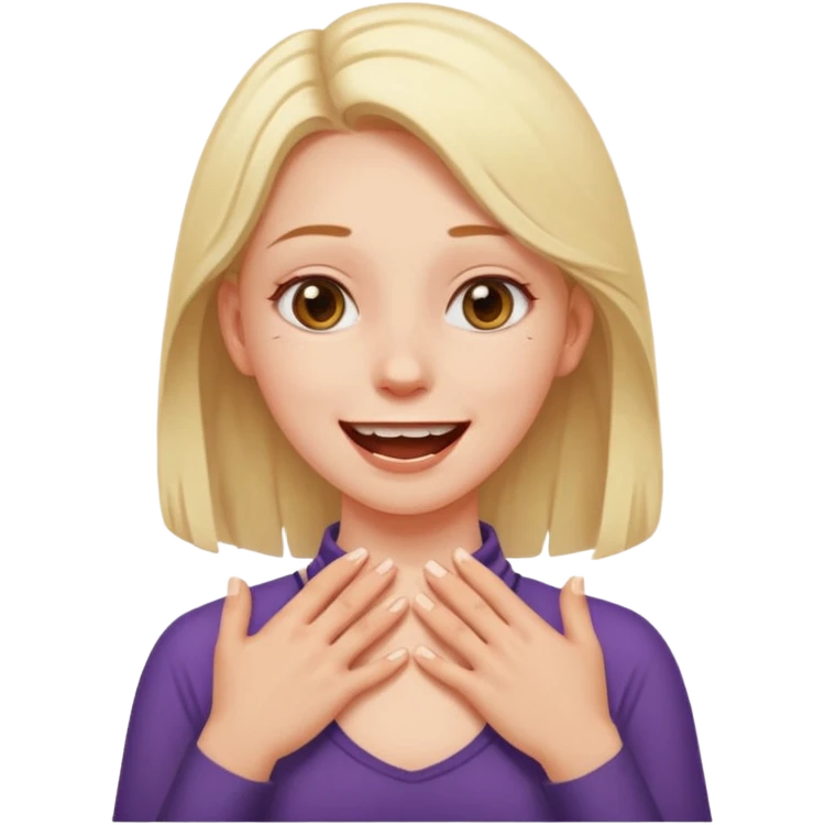a girl with a happy expression on her face and someone else’s hands are around her neck choking her  emoji