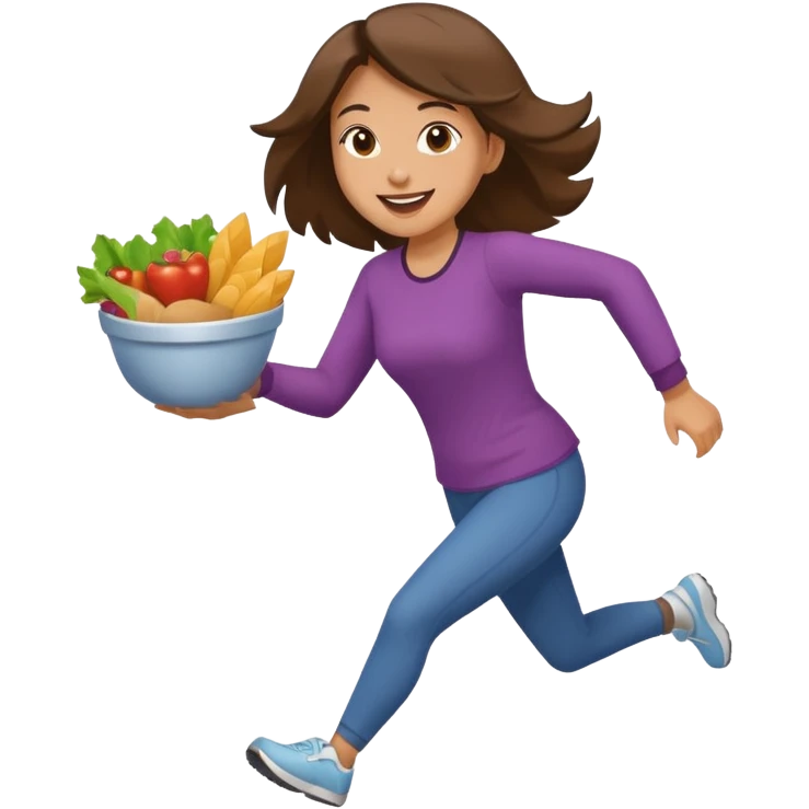 Woman Running to food, must have food  emoji