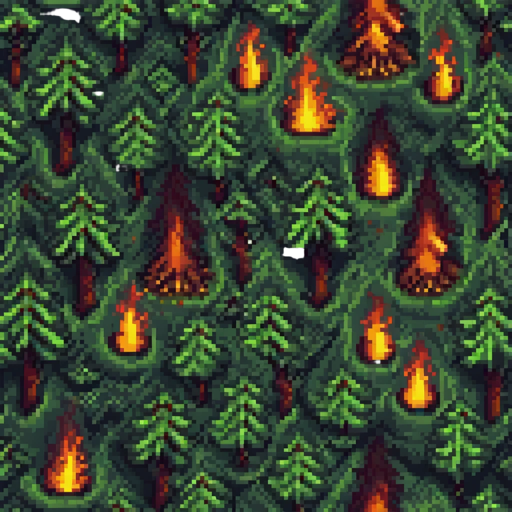 forest fire small and detailed in pixel art style emoji
