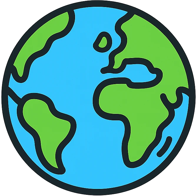 world icon, modern color outline style emoji