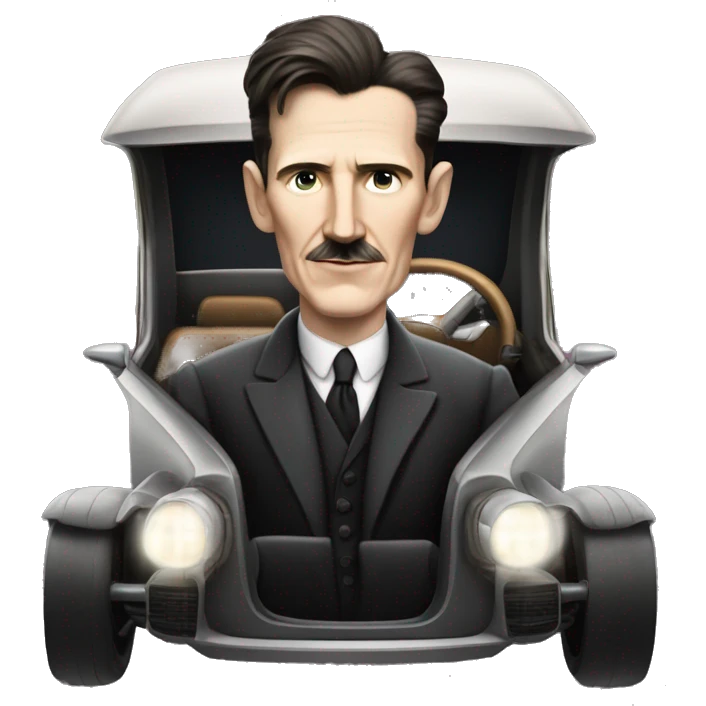 Nikola tesla in a Tesla car emoji
