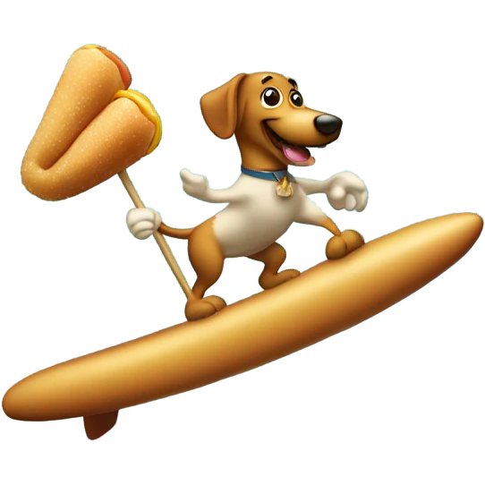 Corndog on stick surfing emoji