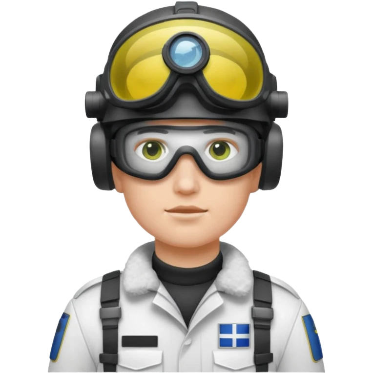 Finnish modern soldier with white snow uniform. with night vision goggles emoji