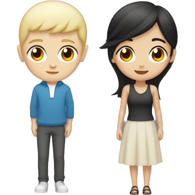Asian boy with black hair and white girl with blonde hair emoji