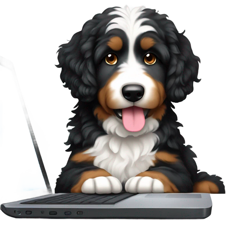 bernedoodle with computer emoji