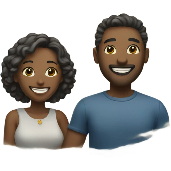 smiling couple by the ocean emoji