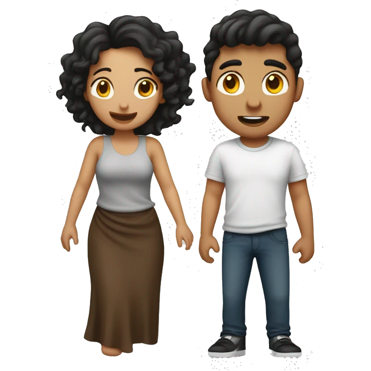 Loving couple farting, boy is white with brown hair, girl is latina with black wavy hair emoji