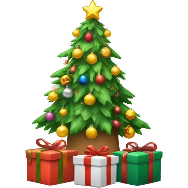 Cristhmas tree whit a LOT of presents  emoji