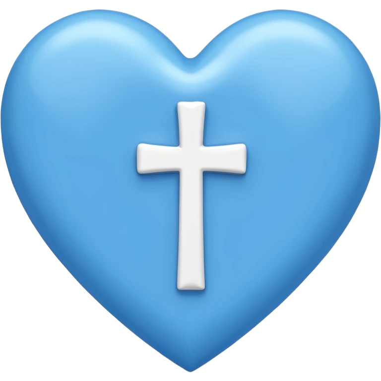 blue heart with christian simple cross emoji