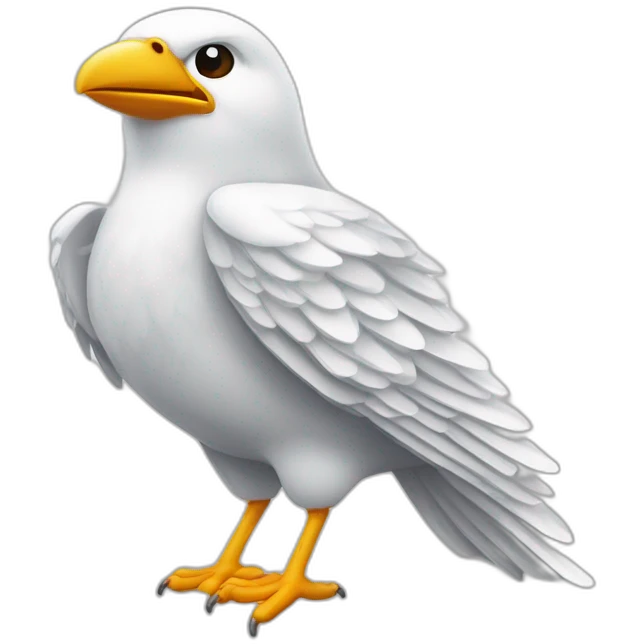 Oiseau blanc de face qui écarte grand les ailes  emoji