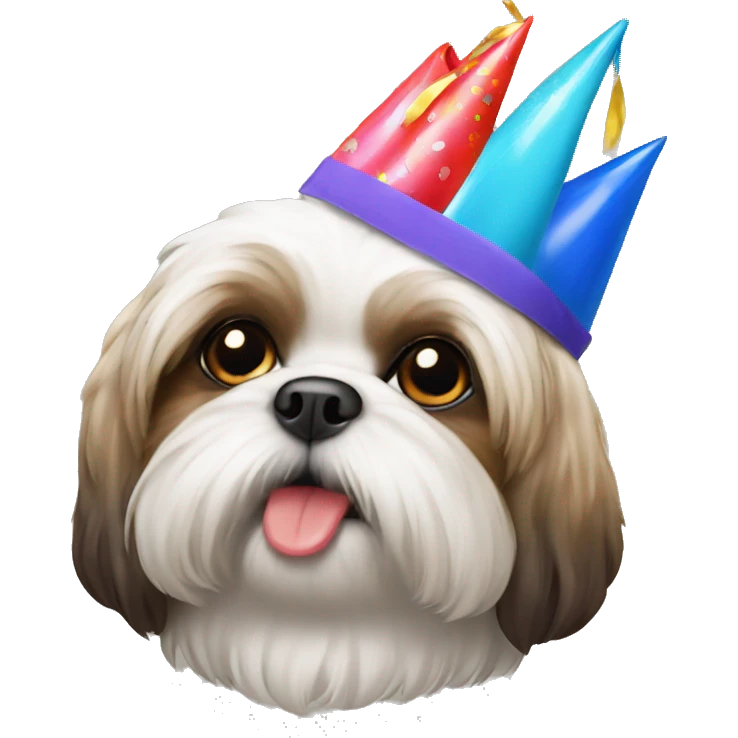 shitzu with a birthday cap emoji