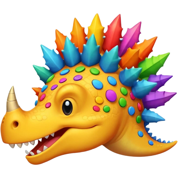 cartoon stegosaurus face with music notes emoji