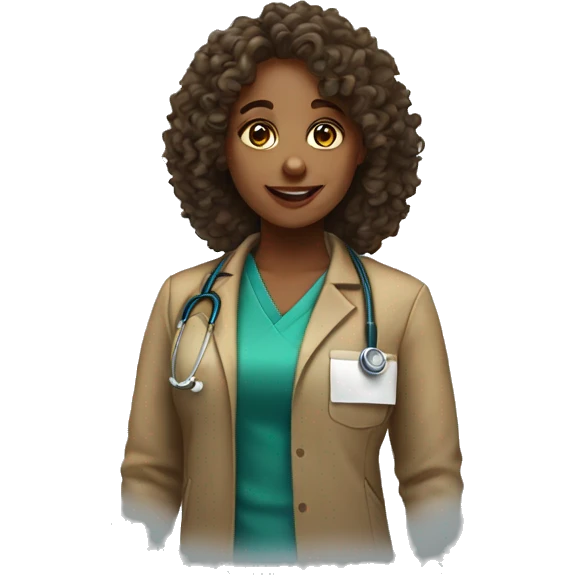Female med student with curly hair  emoji
