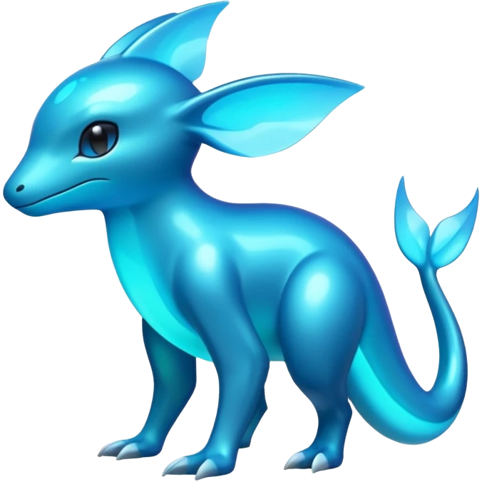 Shiny glowing bioluminescent fluorescent iridescent dark brightly neon shiny glossy alloy futuristic Amaura-Gible-Purloin-Pokémon (full body) emoji