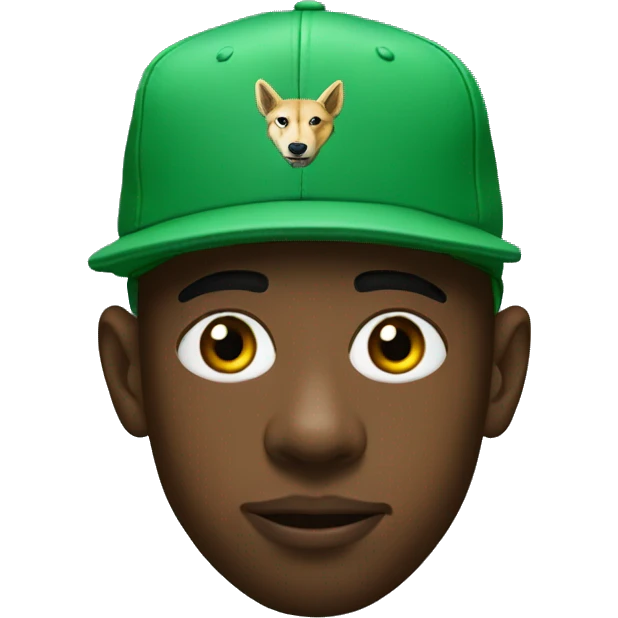 tyler the creator in green cap with text WOLF emoji