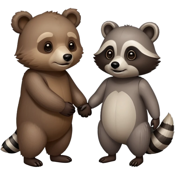 Bear and raccoon holding hands  emoji