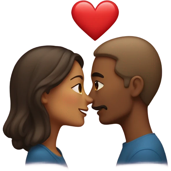 A man and a woman kissing a heart emoji