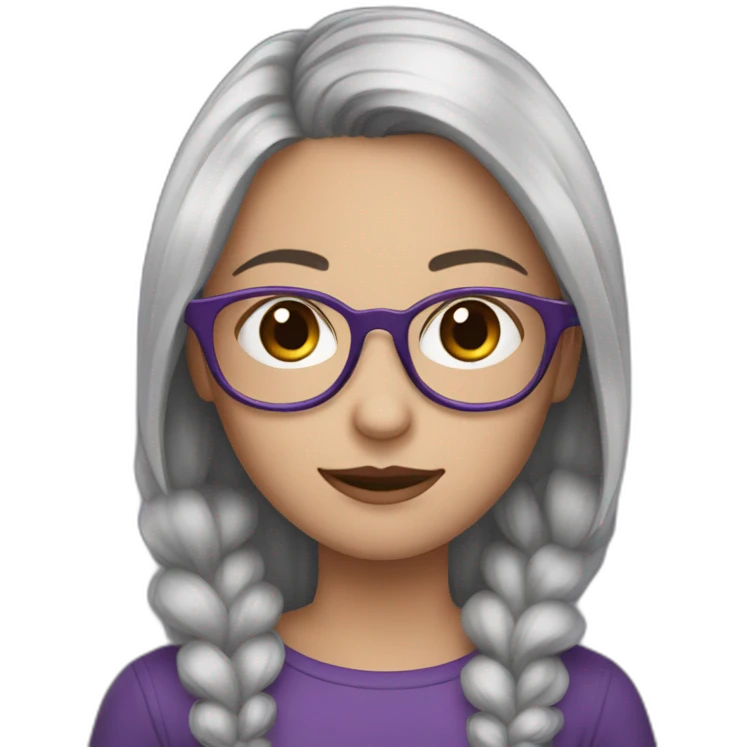 a caucassian girl with purple and brown hair, silver glasses emoji