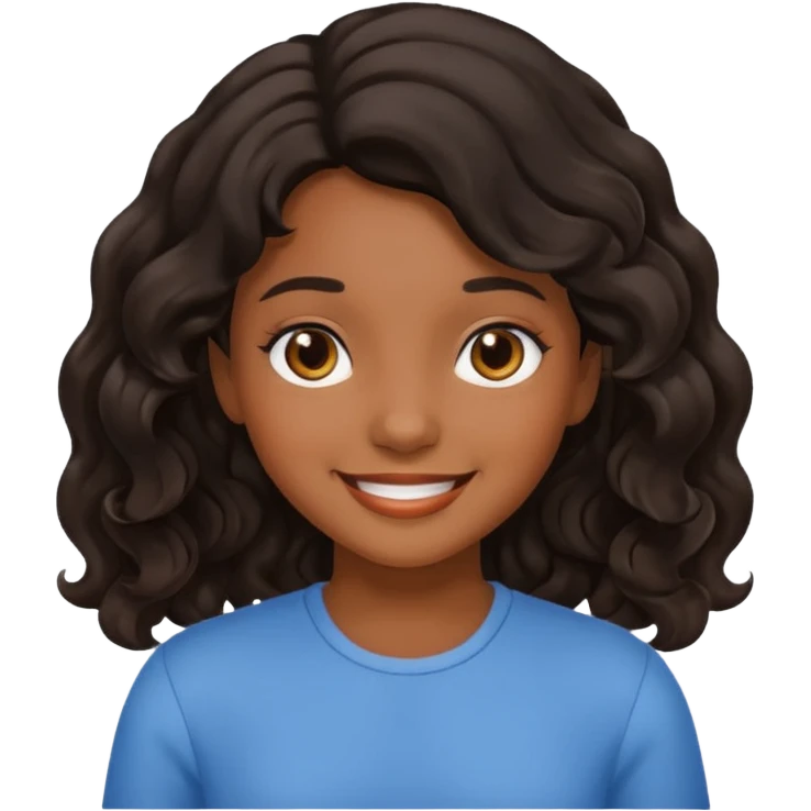Black, wavy hair, brown skin, filipina defaulr emoji girl emoji
