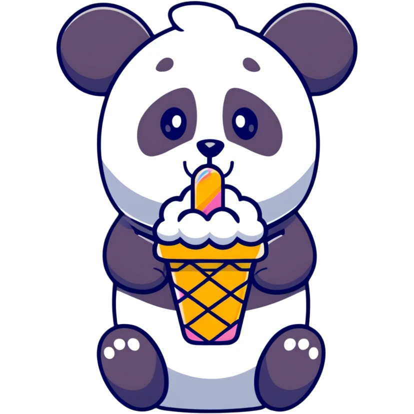 Panda eating ice cream emoji