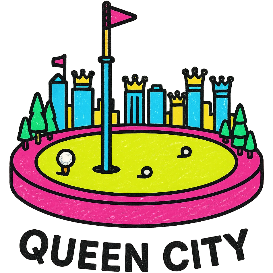Add the text 'Queen City' in a minimalist, modern font below the emoji, keeping the fresh look. emoji