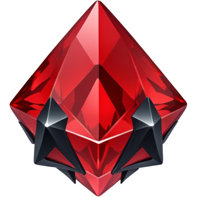 iOS sticker, dark fantasy crystal, monochrome red, minimal emoji