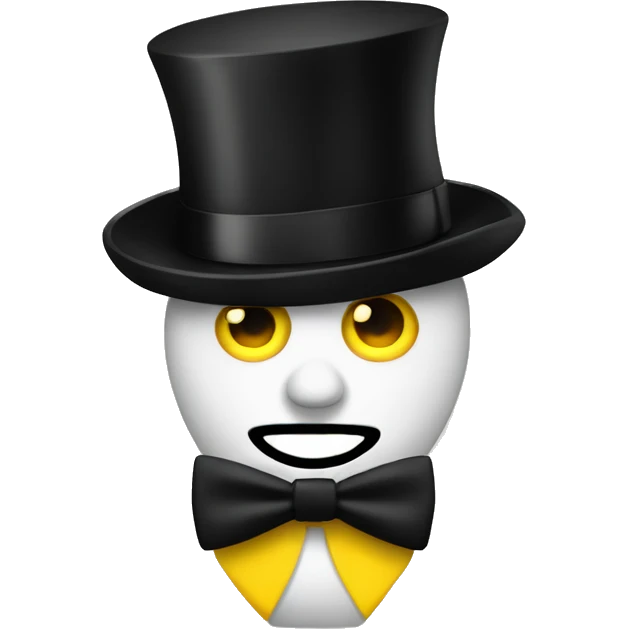 yellow triangle with one eye with a black top hat and a black bowtie  emoji