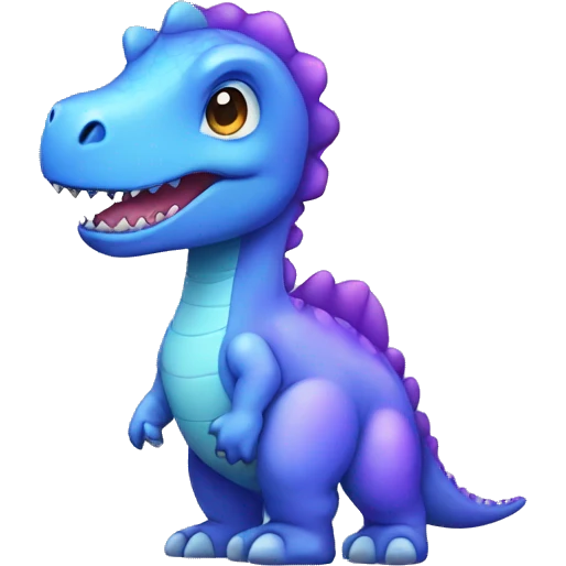 Female full body blue and purple cute dinosaur emoji