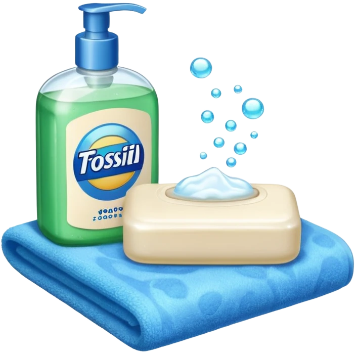 Soap, washcloth and shampoo emoji