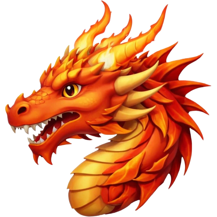 Fire dragon breathing fire, simplified Google Facebook art style, Only head, no lower body. emoji