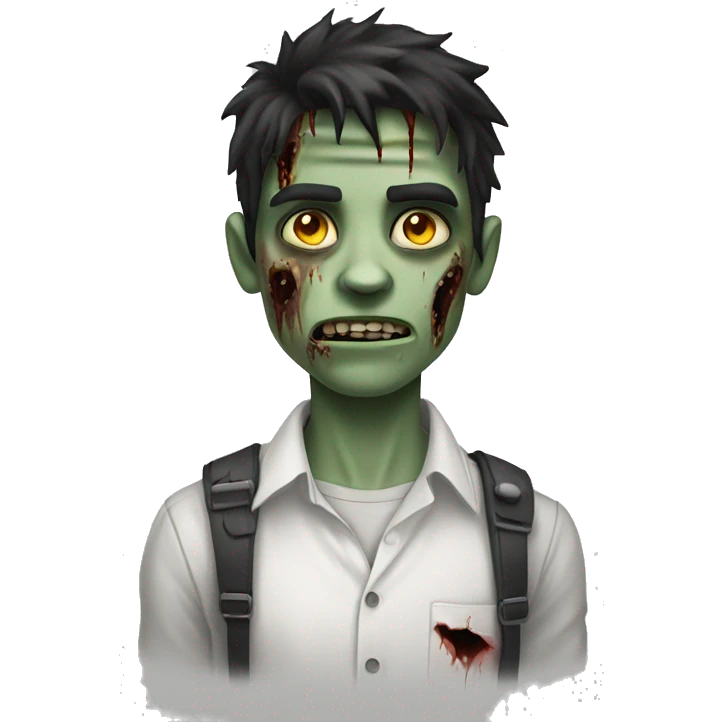 teen boy zombie with dark hair and white shirt emoji