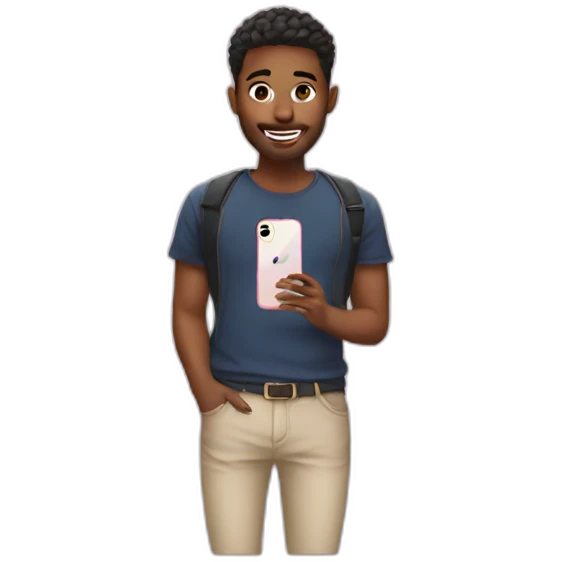 Influencer with iPhone emoji