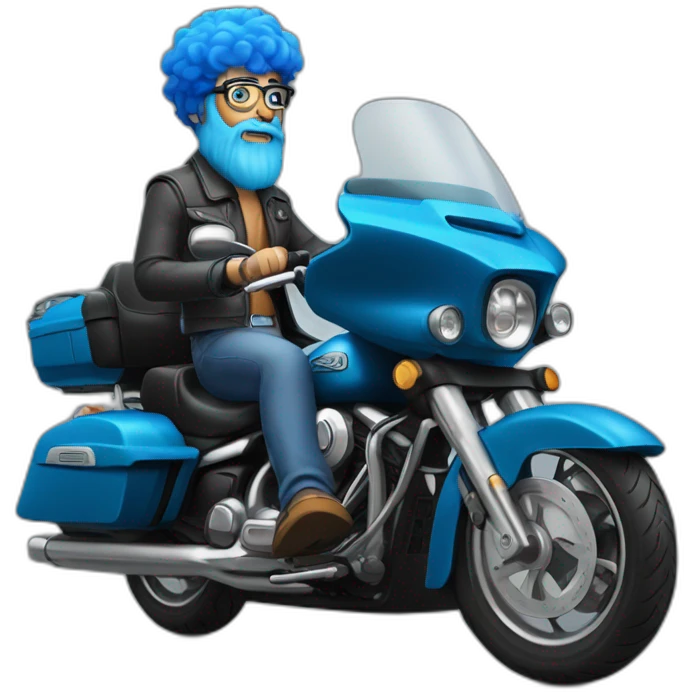 man whith a blue beard on a motor byke emoji